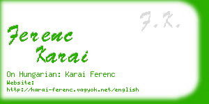 ferenc karai business card